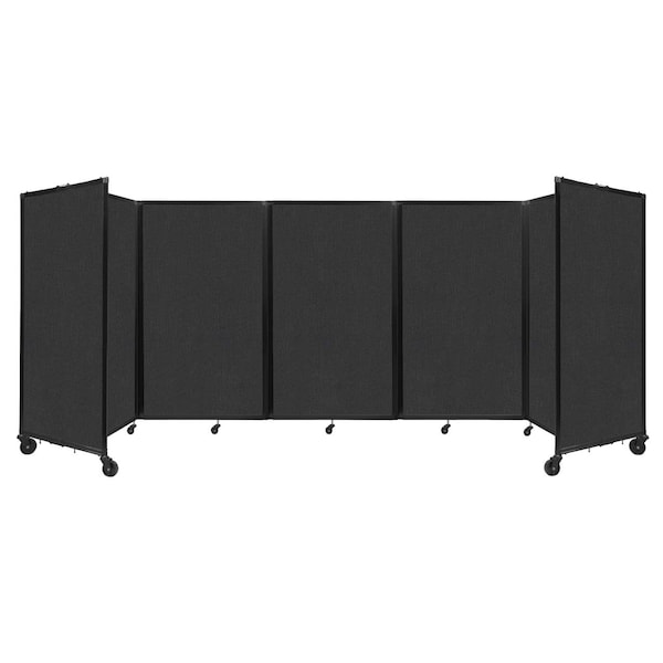 Room Divider 360 Folding Portable Partition 14" x 5' Black Fabric